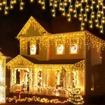 Cascata 400 Leds 10M Fio Branco Luz Quente Fixa Cone Azul 11 Cascata 400 Leds 10M Fio Branco Luz Quente Fixa Cone Azul 11