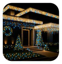 Cascata 400 Leds Com Strobo Prova D'Água 9,5M Natal Luzes Br Cascata 400 Leds Com Strobo Prova D'Água 9,5M Natal Luzes Br