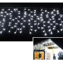 Cascata 400 leds fixo 10m fio branco branco quente 220v