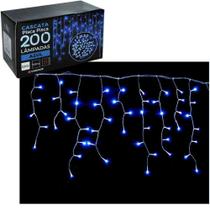 Cascata azul com 200 lâmpadas led 220V para decoração de natal natalina pisca pisca rede