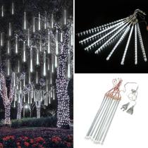Cascata C/8 Tubos Queda Pisca Chuva Led Decoração Natal 50cm