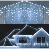 Cascata de 100 LEDs 3 Metro 8 Funções Com Conectores Macho e Fêmea 127V Branco Frio 11901