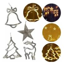 Cascata De Estrela Sino e Rena 138 Led 8 Funções Branco Quente 220v - Florarte Cascata De Estrela Sino e Rena 138 Led 8 Funções Branco Quente 220v - Florarte