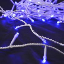 Cascata de Luzes de Natal 100 Lâmpadas LED Azul 2,5 metros Luz Fixa 127V Casa Costume - Master