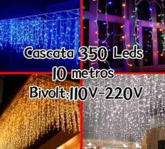 Cascata De Natal 350 LEDS Bivolt 8 Funções 10metros Uso Externo Conectores Macho e Fêmea Pisca Cascata De Natal 350 LEDS Bivolt 8 Funções 10metros Uso Externo Conectores Macho e Fêmea Pisca