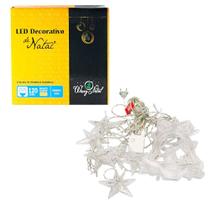 Cascata de Símbolos Natalinos com 8 Funções 120 LEDs Branco Quente 127v 2,5 Metros