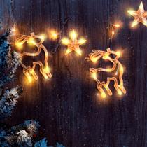 Cascata de Símbolos Natalinos com 8 Funções 120 LEDs Branco Quente 2,5 Metros Enfeite Natal Decoração