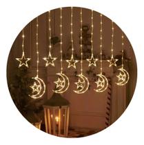 Cascata Decoração Natal Fio De Fada Lua E Estrela 115 Leds Cascata Decoração Natal Fio De Fada Lua E Estrela 115 Leds