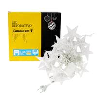 Cascata em V Estrela Natal 3 Metros 8 Funções 136 LEDs Branco Quente 220v