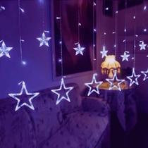 Cascata Estrela Roxo 138 Led 2,50m Pisca Com 8 Funções Natal