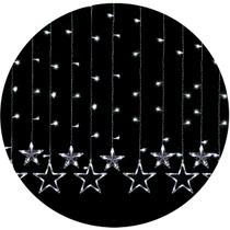 Cascata Estrelas Natal 138 Leds 2,5m Tomada 8 Funções