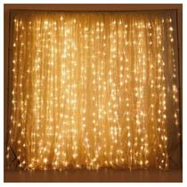 Cascata Fio De Fada 600 Lâmpadas Cordão Luz LED Amarelo 3x3Metros 220V