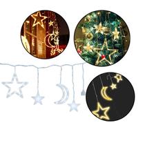 Cascata Led com Estrelas e Lua Decoração de Natal 220v Cascata Led com Estrelas e Lua Decoração de Natal 220v