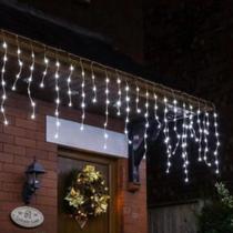 Cascata Luminosa 240 Led Branco ou Amarelo Com 8 Funções 4,3m Natal Pisca Pisca Decoração Fachada Festa 127 V Decorações Natalinas Enfeites Papai Noel