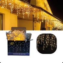 Cascata Natalina 400 Leds Decoração Natal Festas Pisca Pisca até 10m Fixo ou 8 Funções 110v e 220v