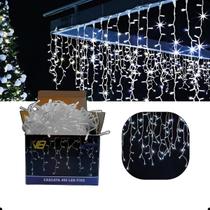 Cascata Natalina 400 Leds Decoração Natal Festas Pisca Pisca até 10m Fixo ou 8 Funções 110v e 220v