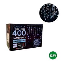 Cascata Pisca BR 127V fio Transp 400 Leds 9,5m 8F - Tudo em Caixa