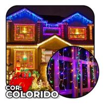 Cascata Pisca Colorido 9,5m Fio Transparente 127V Com 400 LEDs Coloridos Distribuídos em 8F