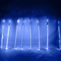 Cascata Pisca Pisca Chuva de Neve Natal 8 Tubos Azul 320 Leds Natalino