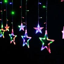 Cascata Pisca Pisca Estrela 138 LED Com Estrela E Estrela Com Lua 8 Funções 2,5 metros 110V. Cascata Pisca Pisca Estrela 138 LED Com Estrela E Estrela Com Lua 8 Funções 2,5 metros 110V.