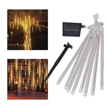 Cascata Solar 8 Tubos Pisca Pisca Snow Fall Natal Natalino Enfeite Meteoro Gelo Chuva Festa Iluminaçao Luz Led Decoraçao Evento Comemoraçao Fim de Ano