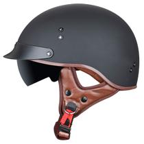 Casco de media cara para motocicleta VCOROS F02 Negro Mate con Visera Solar M