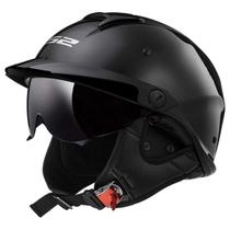 Casco Moto Semicarenado LS2 Rebellion Negro Brillante Talla Grande