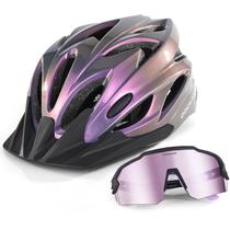 Casco para Bicicleta Odoland Talla Ajustable Adultos con Gafas de Sol Lila Casco para Bicicleta Odoland Talla Ajustable Adultos con Gafas de Sol Lila