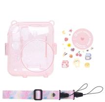 Case Brilho Glitter Para Instax Mini 12 Com Bolso - Rosa - Mk Photo