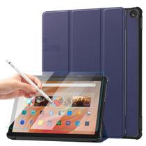 Case+Caneta Stylus+Vidro Compatível Amazon Fire Azul Marinho