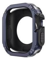Case Capa Anti Choque Dupla Compativel Com Iwatch Series 9 8 7 6 5 4 44mm E 45mm - Azul com Preto