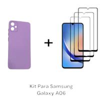 Case Capa Capinha Anti Impacto Lilás + 3UN Película 3D De Vidro Para Proteção Do Samsung Galaxy A06 Case Capa Capinha Anti Impacto Lilás + 3UN Película 3D De Vidro Para Proteção Do Samsung Galaxy A06