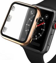 Case Capa Capinha Bumper Proteção Vidro Compatível com Apple Watch 40mm Platina Rose Gold - Baú do Viking
