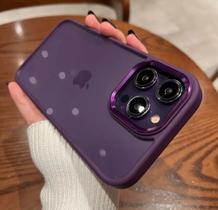 Case capa capinha compatível iPhone 14 Plus roxo profundo acrílico vidro temperado