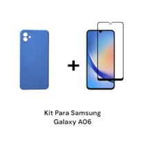 Case Capa Capinha Silicone Aveludada + Película 3D de Vidro Samsung Galaxy A06 Coloridas