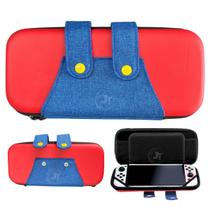 Case Capa P/ Switch Oled Video Game Bolsa Estojo Resistente Mario P/ Nintendo Transporte Portátil Armazenamento Vermelho