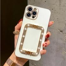 Case Capinha Para iPhone Premium Suporte Metálico Strass Brilho Luxo