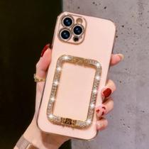 Case Capinha Para iPhone Premium Suporte Metálico Strass Brilho Luxo