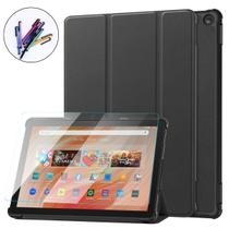 Case Couro + Caneta + Vidro Para Tablet Amazon Fire Hd10 13º