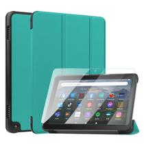 Case Couro Compatível Com Tablet Fire Hd8+ Película De Vidro