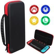 Case Estojo Bag Transporte Proteção Rígida Compatível Nintendo Switch Novo Oled+ 4 Grips