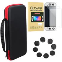 Case Estojo Nintendo Switch Oled + Pelicula Vidro + 4 Grip