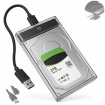 Case Externa Transparente Slim para HD ou SSD 2.5 USB 3.0 Portátil Adaptador SATA Plug Play