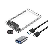 Case Externo Para SSD/HDD SATA De 2.5 Polegadas USB 3.0 Tipo C Transparente Sem Ferramentas