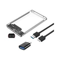 Case Externo Para SSD/HDD SATA De 2.5 Polegadas USB 3.0 Tipo C Transparente Sem Ferramentas