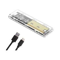 Case Externo Transparente Para SSD M2 NVME PCIe NGFF SATA Com Protocolo Duplo USB Tipo C 10Gbps
