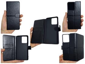 Case Flip Vegan Leather Porta Cartão+Dinheiro P/ Moto G75 5G