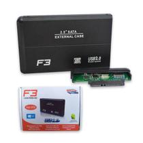 Case Gaveta para HD Externo USB 2.0 2,5 Pol SATA Plug and Play Preto F3 - CS-U2