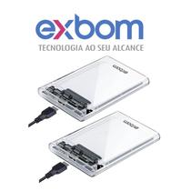 Case HD e SSD Externo KIt 2 Exbom Transparente SATA 2.5 USB 3.0 CGHD35 Compatível com Jogos Console, PC e Notebook