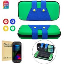 Case Nintendo Switch 2 Luigi + 4 Grips + 2 Películas Vidro - 123Games